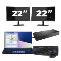 Asus ZenBook 14 UX434 - Intel Core i5-10e Generatie - 14 inch - 8GB RAM - 256GB SSD - Windows 11 Home + 2x 22 inch Monitor - thumbnail