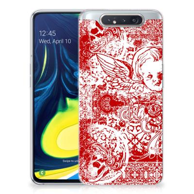 Silicone Back Case Samsung Galaxy A80 Angel Skull Rood