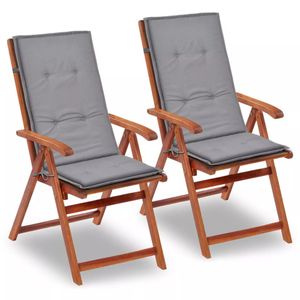 VidaXL Tuinstoelkussens rugleuning 2 st 120x50x3 cm stof grijs