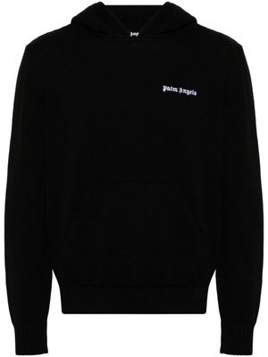 Palm Angels hoodie en maille à logo brodé - Noir