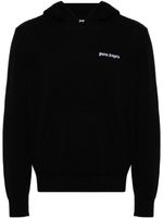 Palm Angels logo-embroidered knitted hoodie - Noir