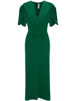 Victoria Beckham robe mi-longue froncée à col v - Vert