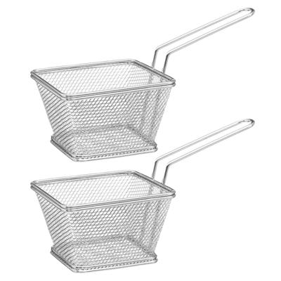 Secret de Gourmet Frietmandje - 4x - zilver - RVS - 20,5x9x11 cm - serveermandje snacks