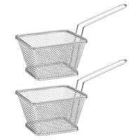 Secret de Gourmet Frietmandje - 4x - zilver - RVS - 20,5x9x11 cm - serveermandje snacks