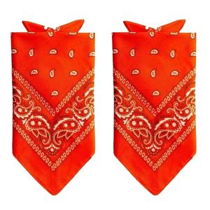 Traditionele bandana - 2x - oranje - 52 x 55 cm - polyester - hoofddoek - zakdoek