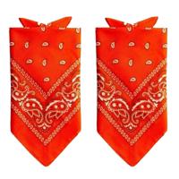 Traditionele bandana - 2x - oranje - 52 x 55 cm - polyester - hoofddoek - zakdoek