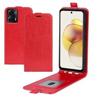 Motorola Moto G73 Verticale Flip Hoesje met Kaartsleuf - Rood - thumbnail