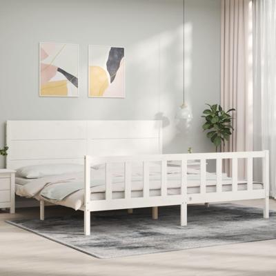 Bedframe zonder matras massief grenenhout wit 200x200 cm