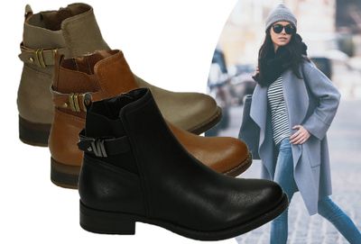 Lederlook enkellaarsjes in de aanbieding