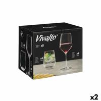 Glas- en Wijnglas Set Vivalto Transparant Glas 8 Onderdelen (2 Stuks)