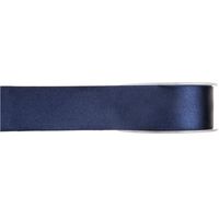 1x Navyblauwe satijnlint rollen 1,5 cm x 25 meter cadeaulint verpakkingsmateriaal   -