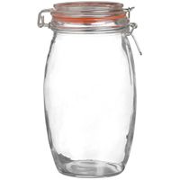 Voorraadpot/bewaarpot - 1.3L - glas - met beugelsluiting - D13 x H22 cm