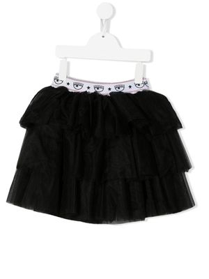 Chiara Ferragni Kids jupe-tutu à ceinture à logo - Noir