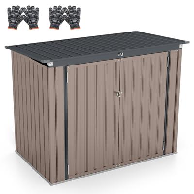 Afvalcontainerbox voor 2 Afvalcontainers Afvalbox van Verzinkt Metaal Afvalhuis met 2 Deuren 172 x 95,5 x 130 cm Bruin