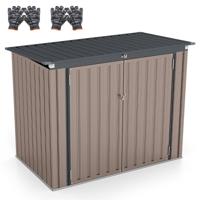 Afvalcontainerbox voor 2 Afvalcontainers Afvalbox van Verzinkt Metaal Afvalhuis met 2 Deuren 172 x 95,5 x 130 cm Bruin