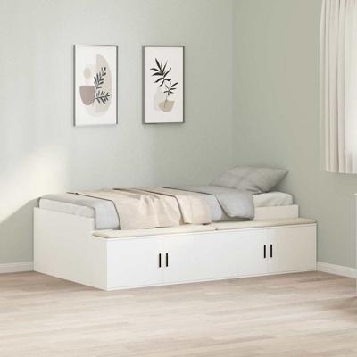 Opbergbedframe met opslag Wit 90 x 200 cm Bewerkt hout