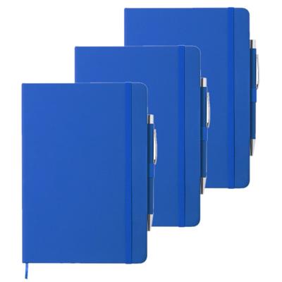 Shoppartners Schrift - Notitieboekje - met elastiek/pen - A5 - blauw - 5x gelinieerde paginas
