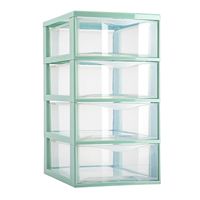 Ladeblokje/bureau organizer met 4x lades - transparant/mintgroen - L18 x B25 x H33 cm - plastic