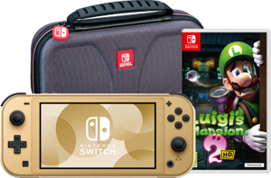 Nintendo Switch Lite Zelda Edition + Luigi's Mansion 2 HD + Beschermhoes