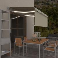 Luifel handmatig uittrekbaar met rolgordijn LED 3x2,5 m crème