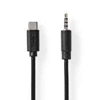Nedis USB-C™ Adapter | USB 2.0 | USB-C™ Male | 3,5 mm Male | 1.00 m | Rond | Vernikkeld | Zwart | Label - CCGL65950BK10