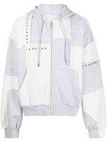 Feng Chen Wang hoodie zippé à détails de clous - Gris - thumbnail