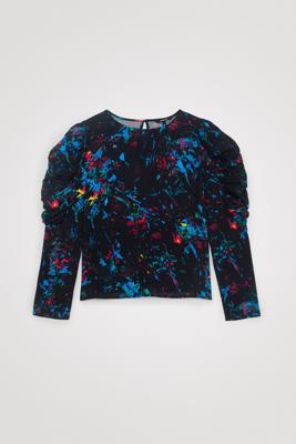 Blouse met pofmouwen - BLACK - XS