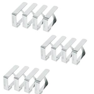 Tafelkleed klem - 12x - RVS - 5 x 4 cm - tafelzeil klemmen