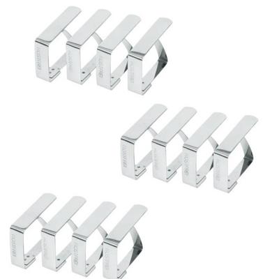 Tafelkleed klem - 12x - RVS - 5 x 4 cm - tafelzeil klemmen