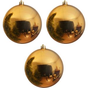 3x Grote raam/deur/kerstboom decoratie gouden kerstballen 20 cm glans   -