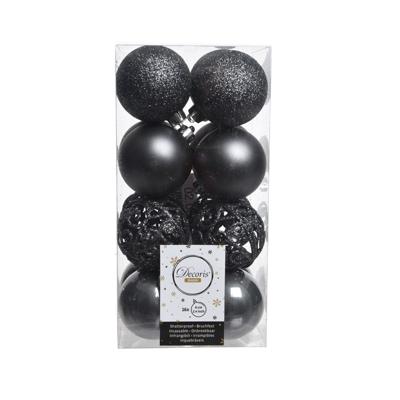 Kerstballen 16 kunststof Ø6cm Steengrijs