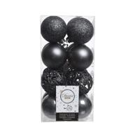Kerstballen 16 kunststof Ø6cm Steengrijs