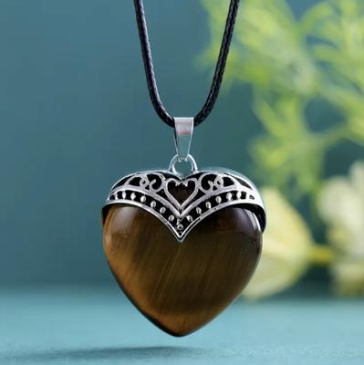 Tijgeroog hart ketting - Tijgeroog - Spiritueelboek.nl