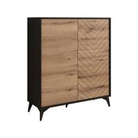 Meubella Dressoir Dolores - Eiken - Zwart - 104 cm - Hoog - thumbnail