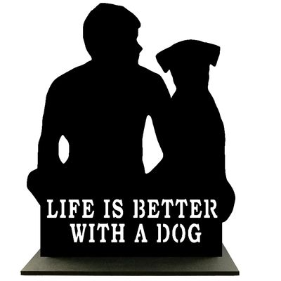 Houten Standaard - Man met Hond - Pillow Buddies