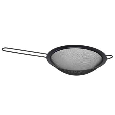 Gerimport Keuken vergiet met handvat - zwart - metaal - 18 cm - afgiet zeef