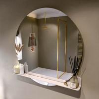 MONDIAZ SPOT spiegel rond 110cm met Spiegelplanchet kleur Rosee.