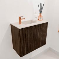 Toiletmeubel Mondiaz Joya Dlux | 50 cm | Meubelkleur Walnut | Faye wastafel Meli Wasbak Links | 1 kraangat