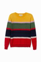 Gestreepte trui met lurex en kant - MATERIAL FINISHES - XL