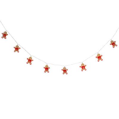 kerst thema lichtsnoer - peperkoek mannetjes - 135 cm - 10 LED lampjes?-?batterij