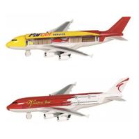 Goki Speelgoed Vliegtuigjes - 2x stuks - 19 cm - geel en rood - pull back motor - kinderen