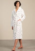 Witte dames badjas met stippen - fleece-xl