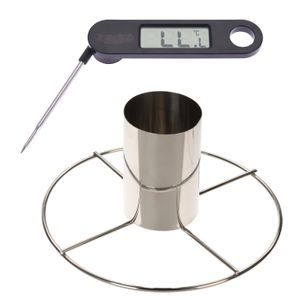 Kiprooster/kippengrill voor de barbecue/BBQ/oven RVS 20 cm met vleesthermometer / braadthermometer