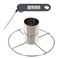 Kiprooster/kippengrill voor de barbecue/BBQ/oven RVS 20 cm met vleesthermometer / braadthermometer - thumbnail