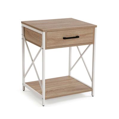 Nachtkastje Versa Wit PVC Hout Metaal 40 x 60 x 48 cm