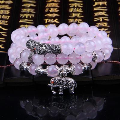 Fashion Jewelry accessoire granaat kralen armband (roze Crystal & olifant & vis)