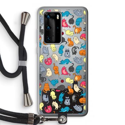 Kleurrijke katten: Huawei P40 Pro Transparant Hoesje met koord