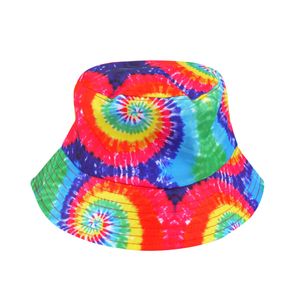 Vissershoedje/zonnehoed - Tie Dye regenboog - katoen - zonnebescherming voor volwassenen - PRIDE