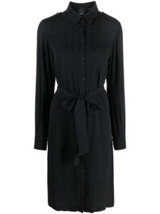 PINKO robe ceinturée à motif monogrammé - Noir