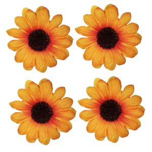 4x stuks zonnebloem verkleed broche speldje 5 cm   -